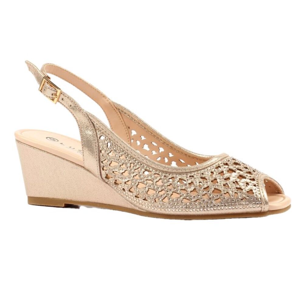Lunar Womens/Ladies Ramona Wedge Sandals / Gold